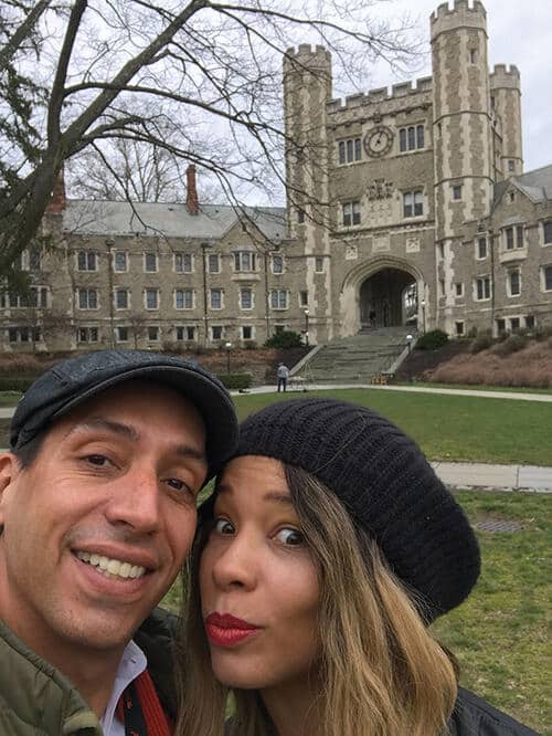 JONES_Selfie.jpg Feliciano and Jones had their first date in 1994 on campus and return often, including for this selfie taken in 2017. Courtesy of Kwanza Jones ’93 and José E. Feliciano ’94